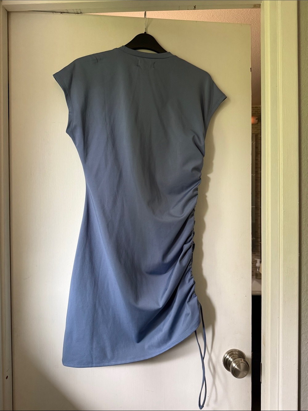 Blue Ruched Side Tee Dress - Picture 3 of 3